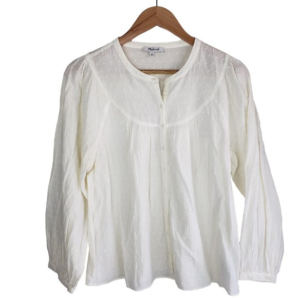 Madewell Tops - Madewell Balloon-Sleeve Peasant Top in Clipdot Cream Size M Style AE075